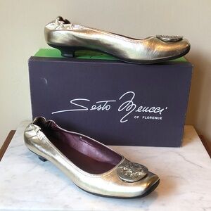 Sesto Meucci Metallic Gold Embellished Ballet Flats